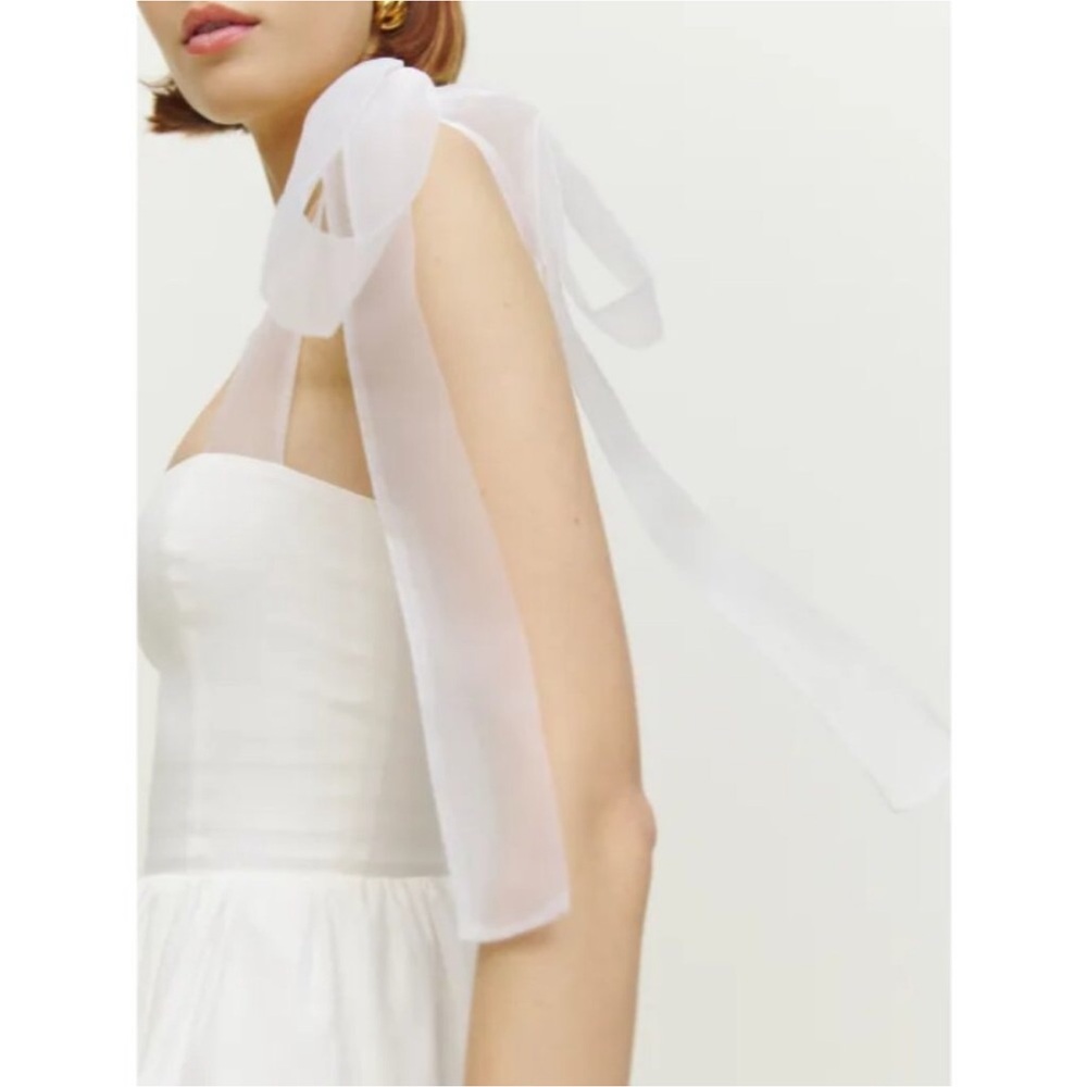 Reformation White Tie-Shoulder Mini Dress Size 6 - Picture 2 of 11